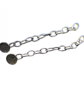 Lingual buttons with traction chain Silver mesh base