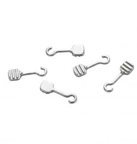 Orthodontic Crimpable Sliding Hooks Right Left Long Curved Third Welded Bondable Monoblock Mesh Base 10Pcs